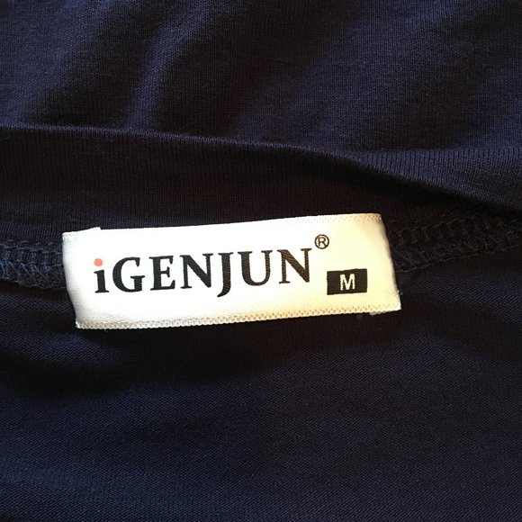 IGENJUN Navy Blue Short Sleeve V-Neck Tee – M - Picture 4 of 4